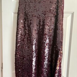 LOFT Burgundy Sequin Pencil Skirt